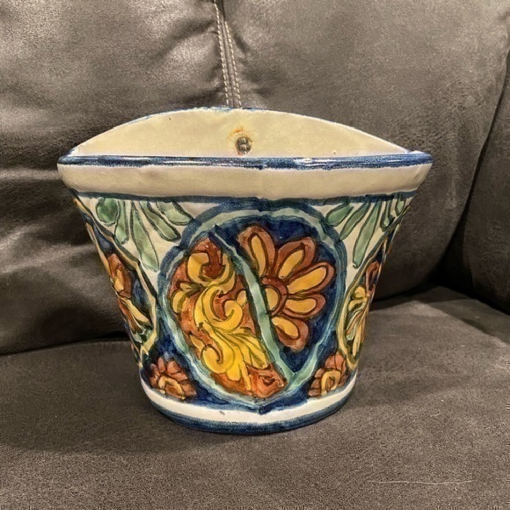 Handmade Mexico hanging planter pottery